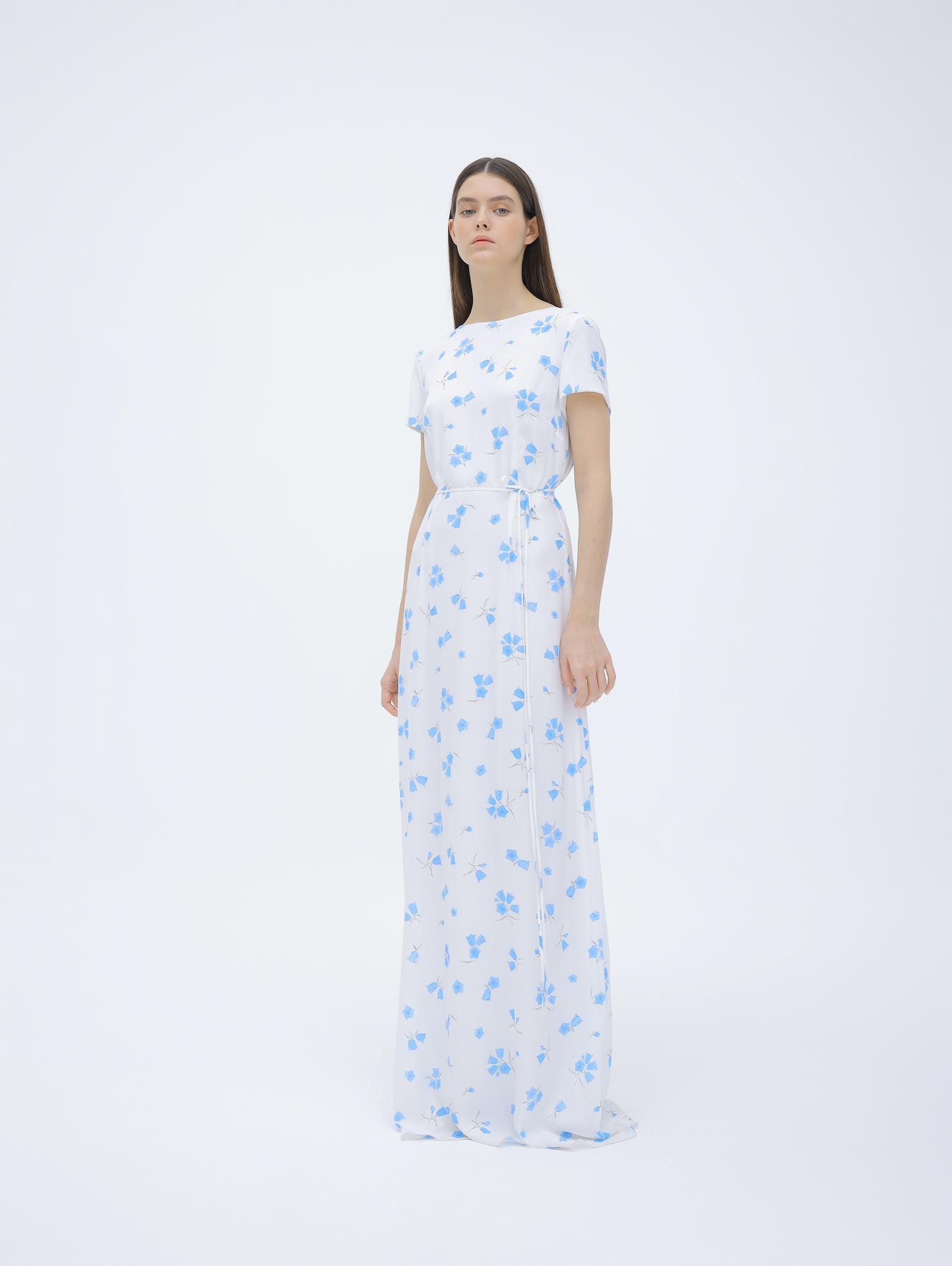 Floral-print train dress