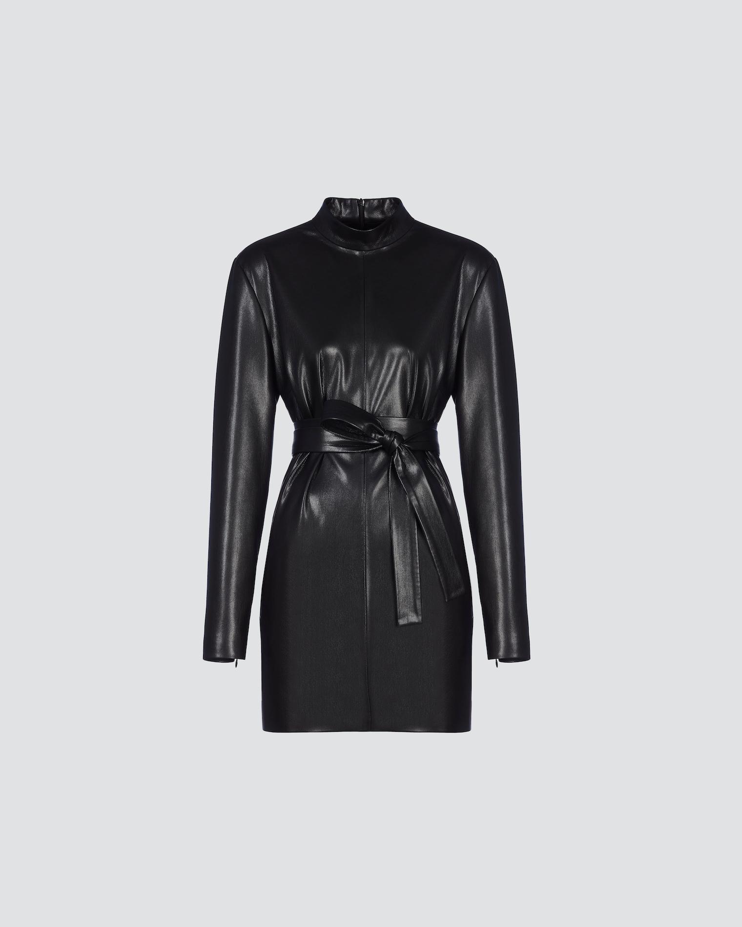 Vegan leather mini dress