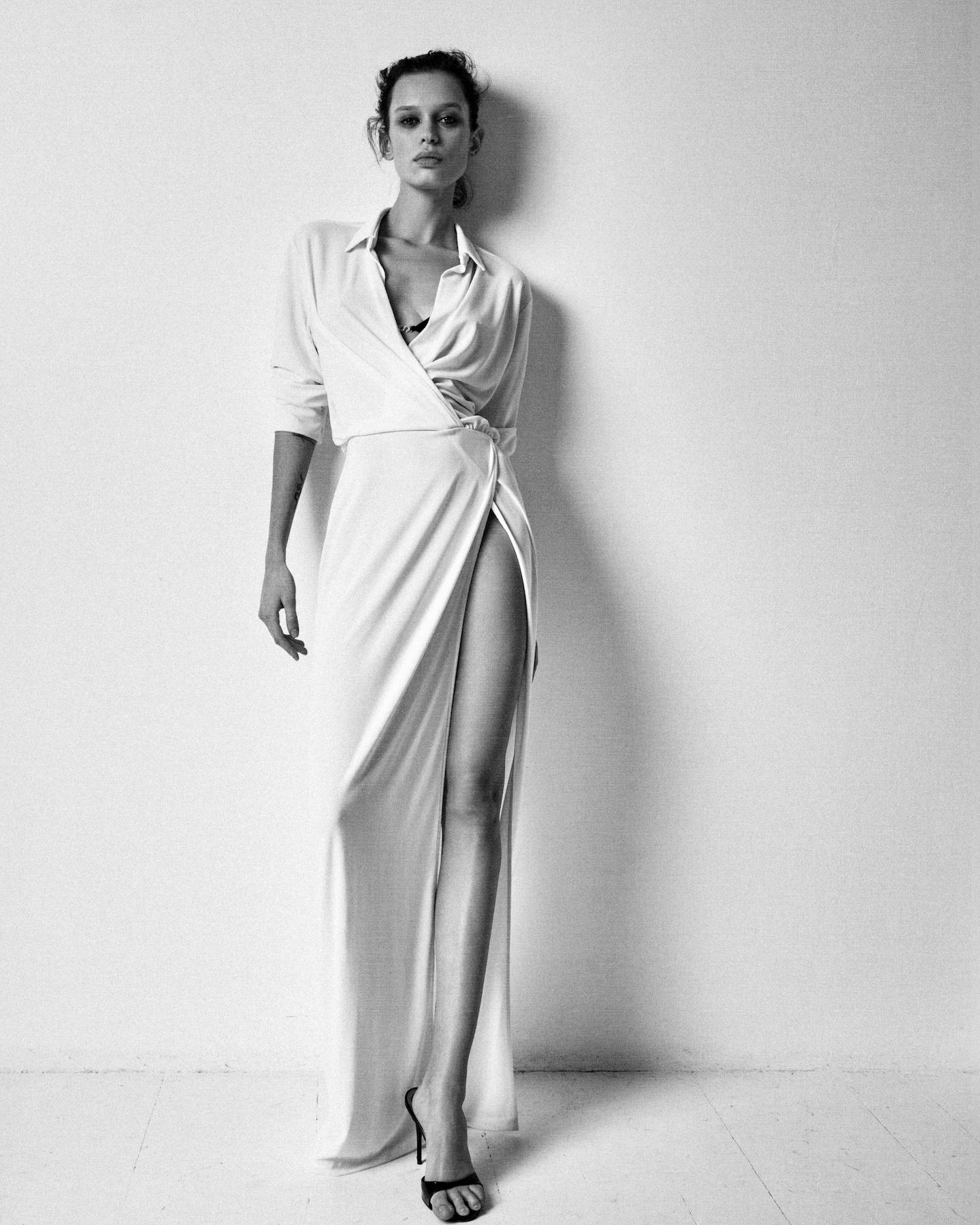 Jersey maxi dress with slit