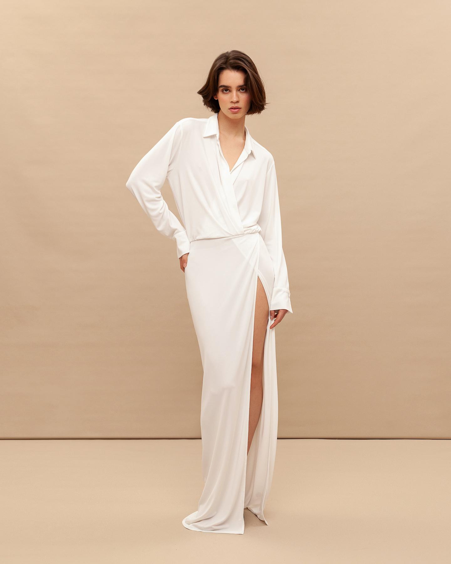 Jersey maxi dress with slit