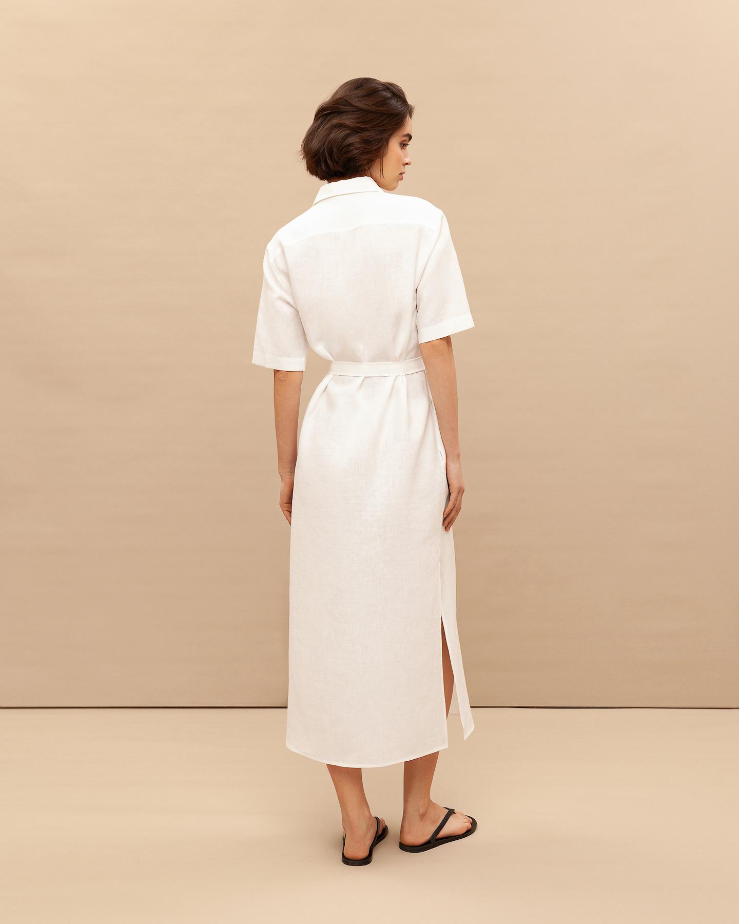 Linen maxi dress with belt