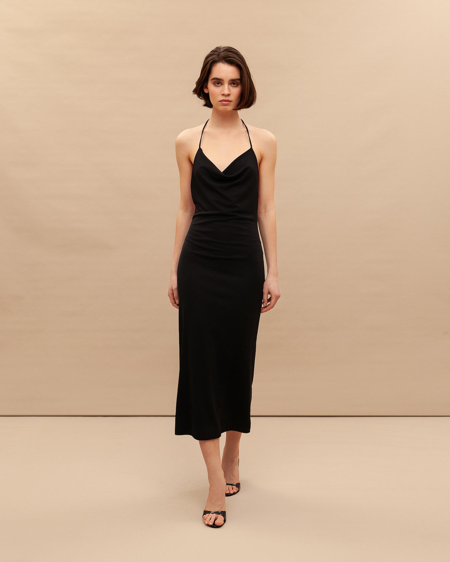 Jersey halter midi dress