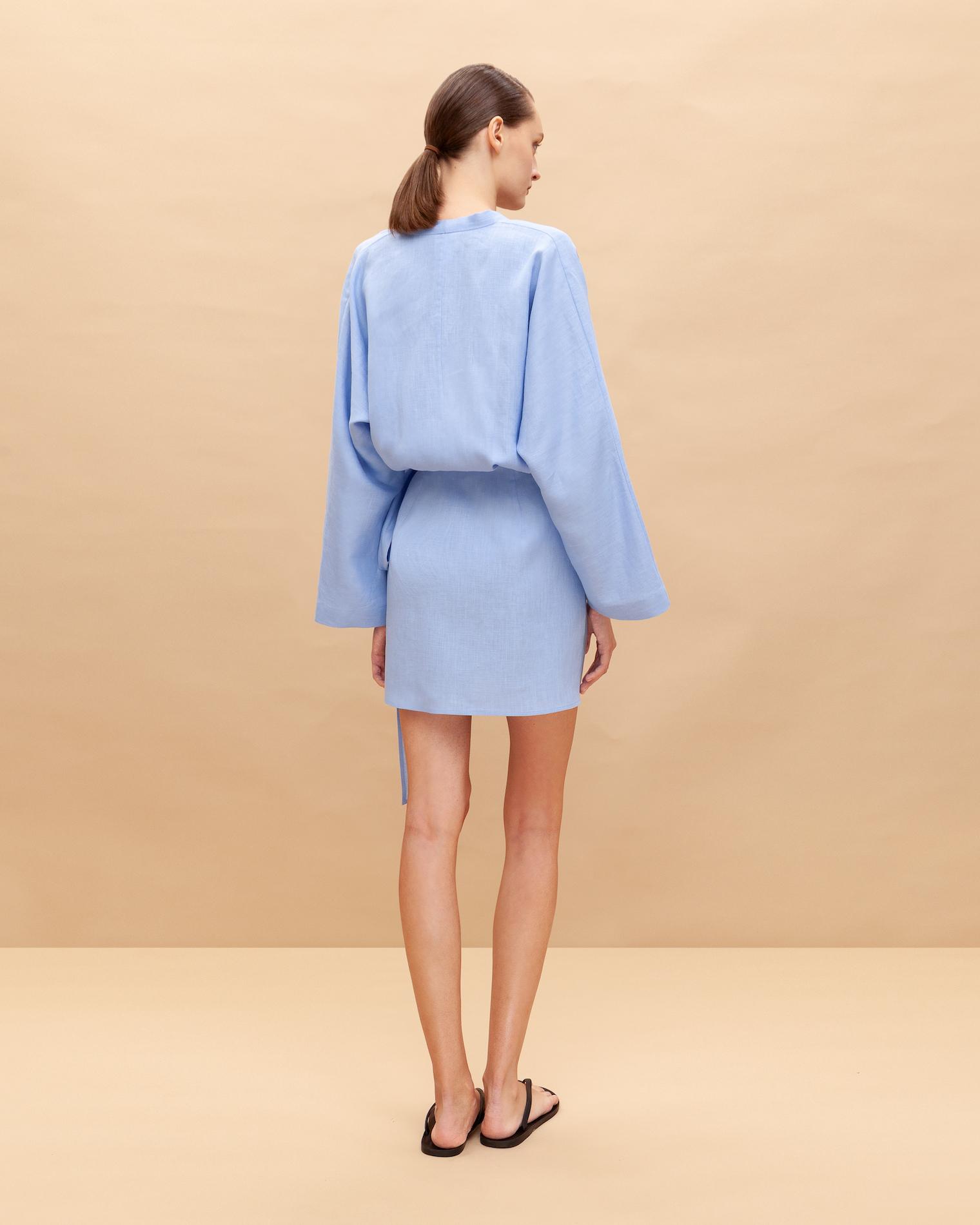 Linen wrap mini dress