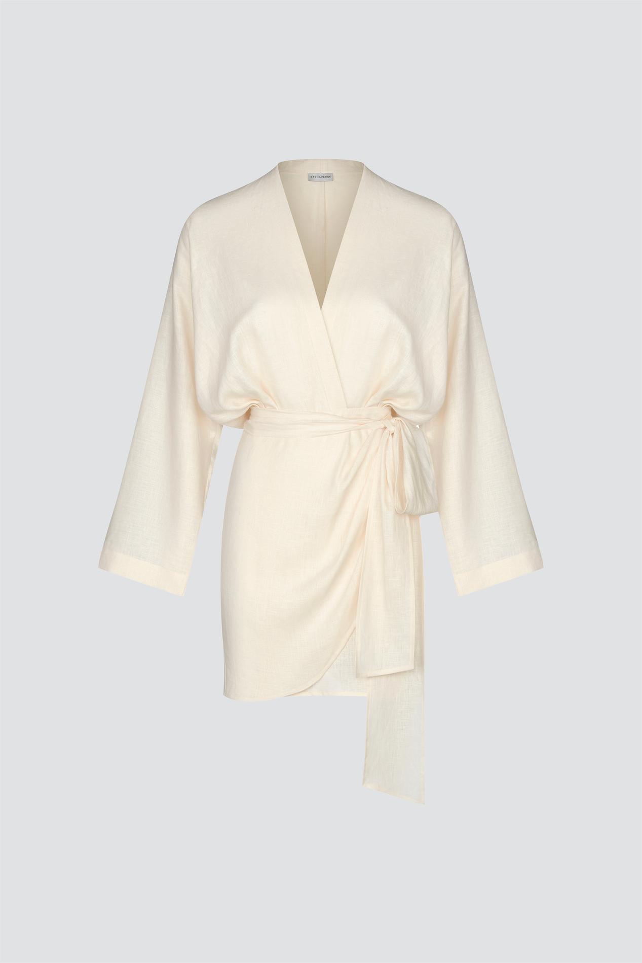 Linen wrap mini dress