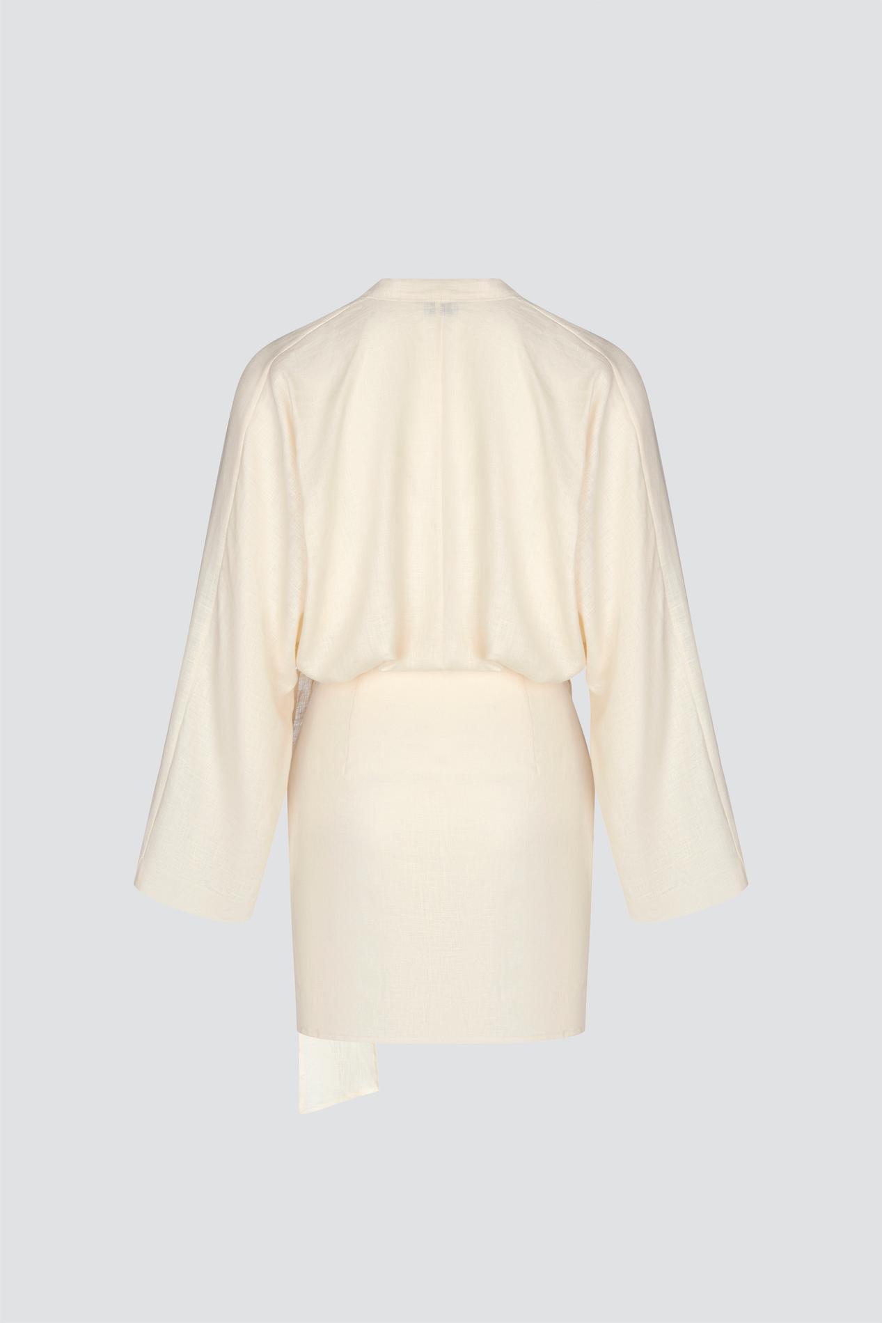 Linen wrap mini dress