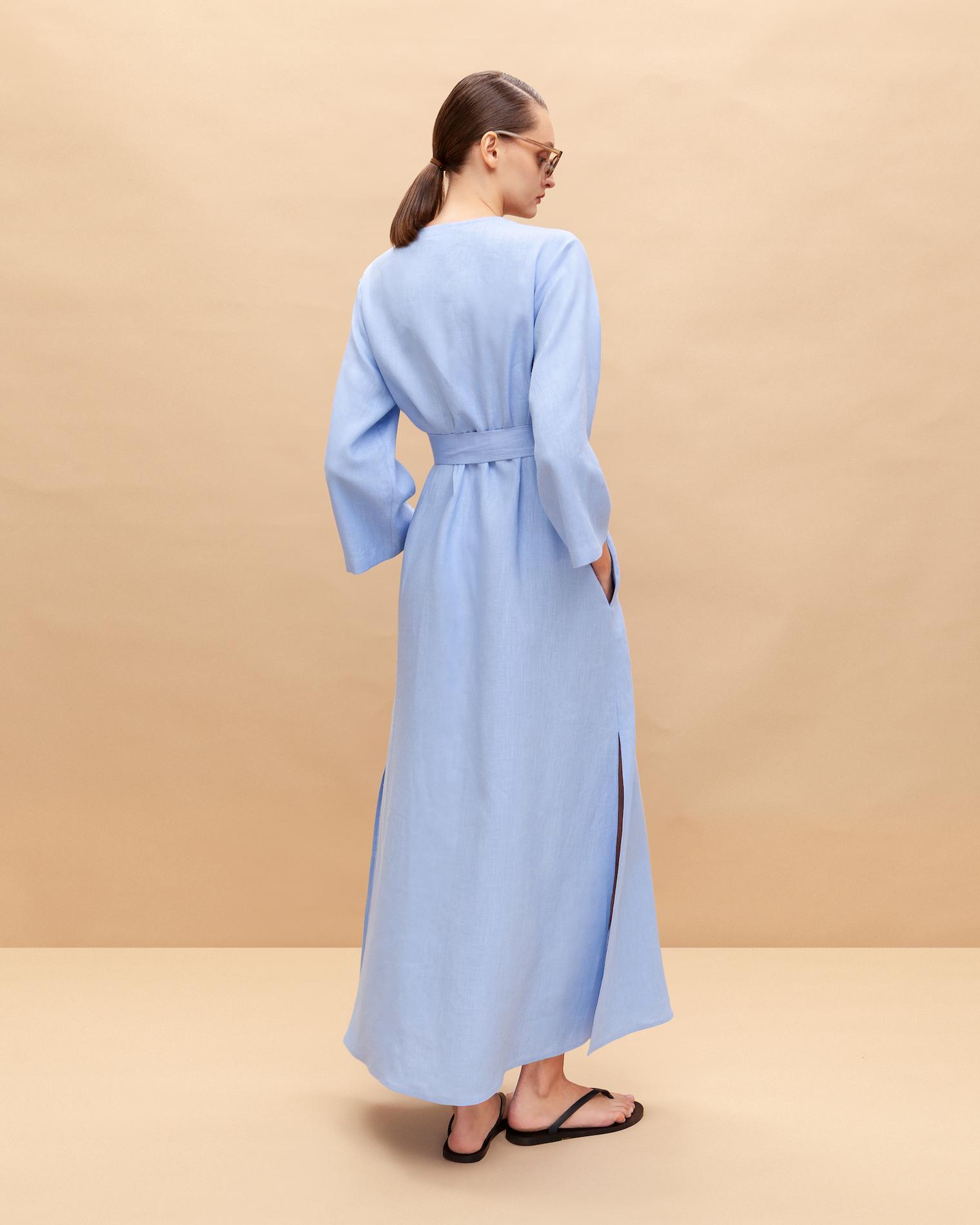 Linen dress with belt