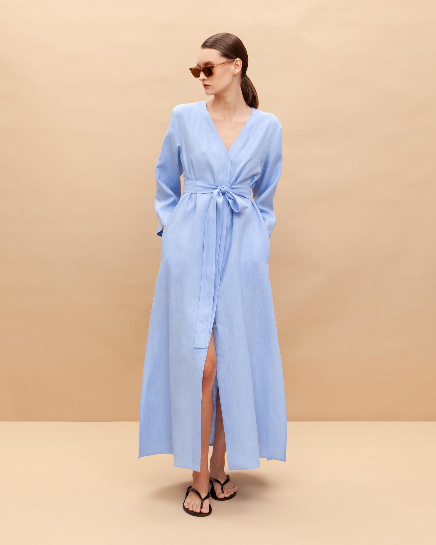 Linen dress with belt