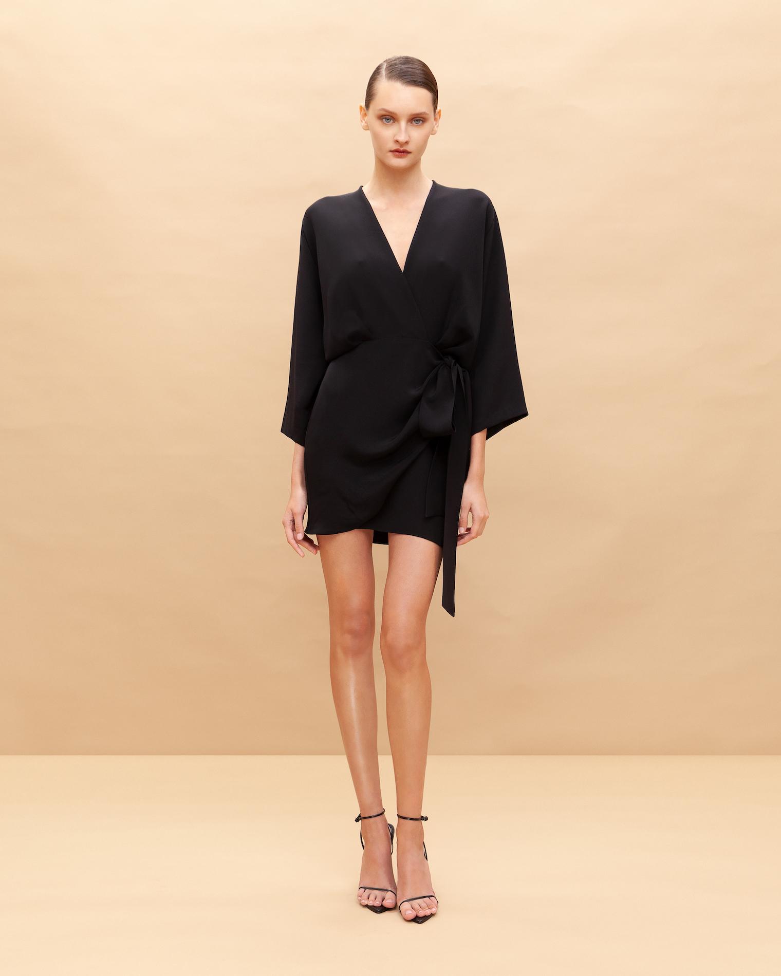 Mini silk wrap dress