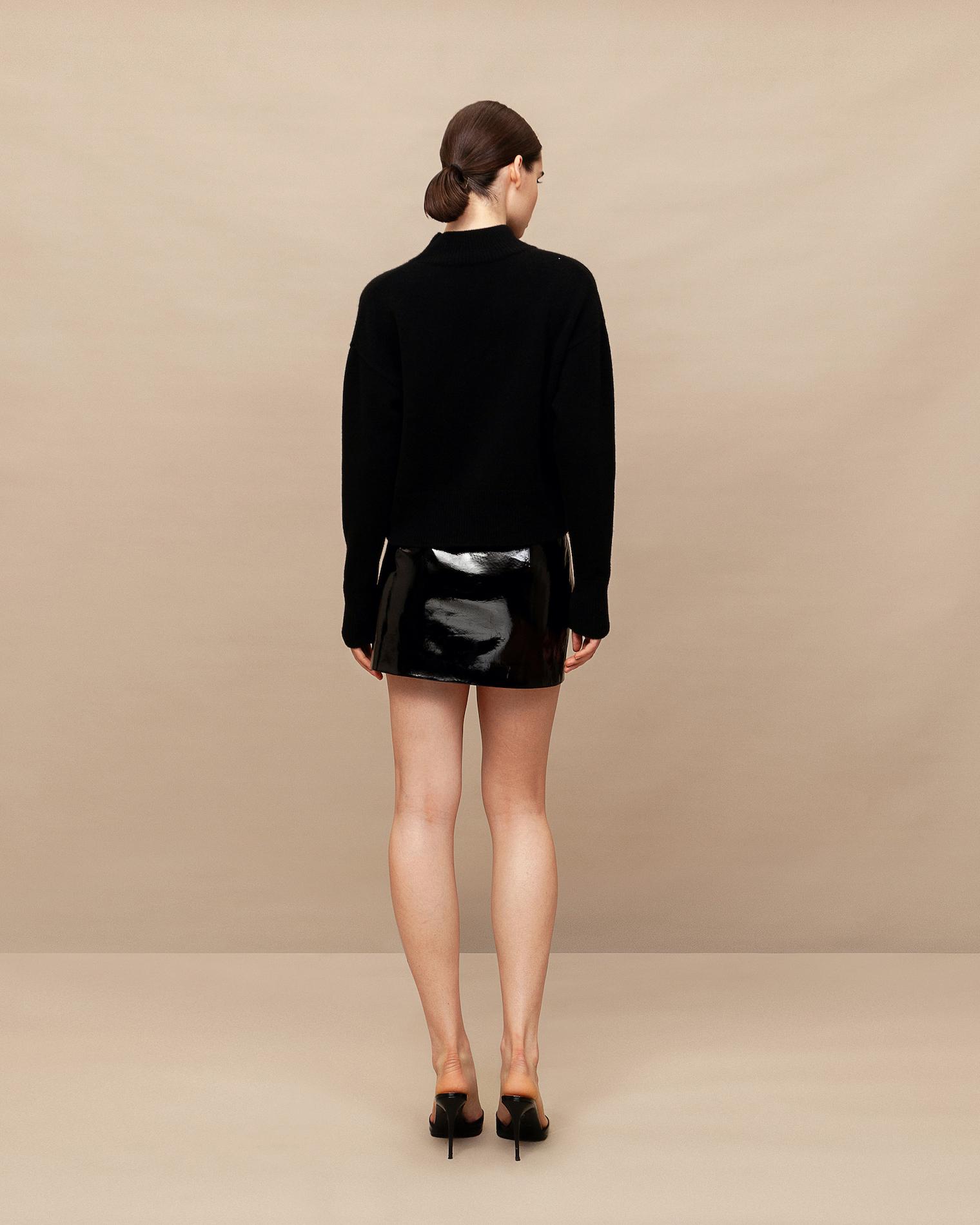 Patent leather mini skirt