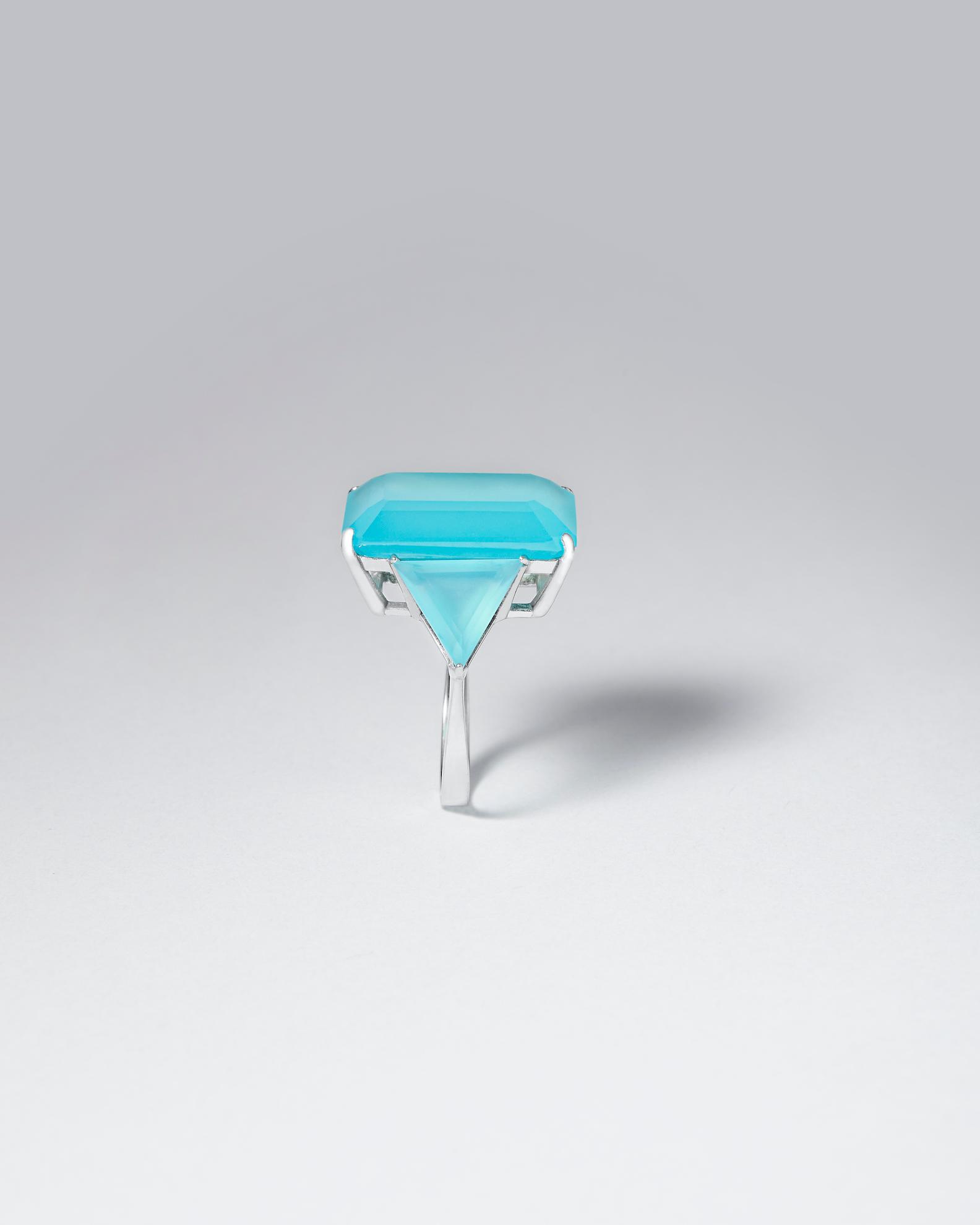 Blue emerald cut ring