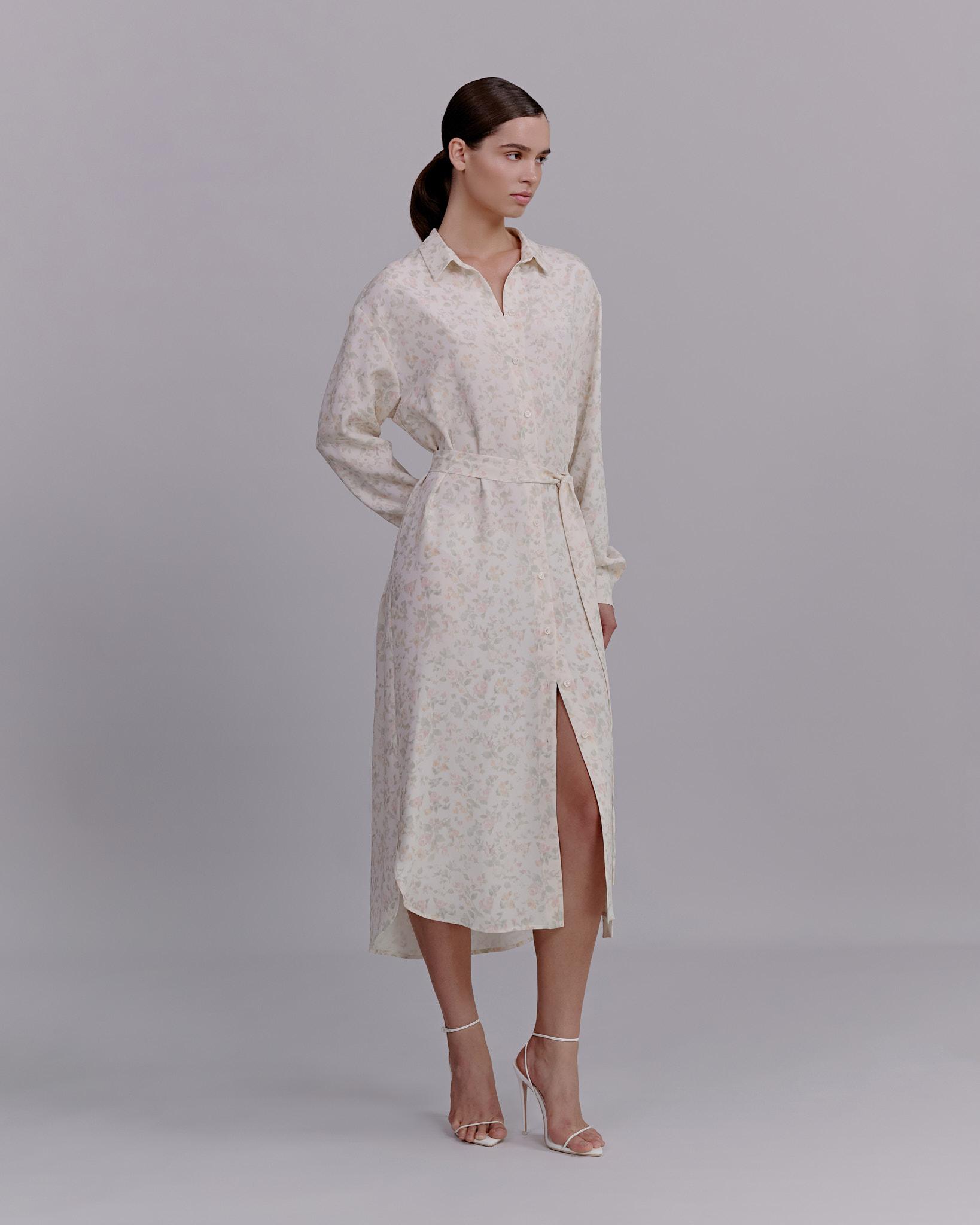 Floral print shirt dress