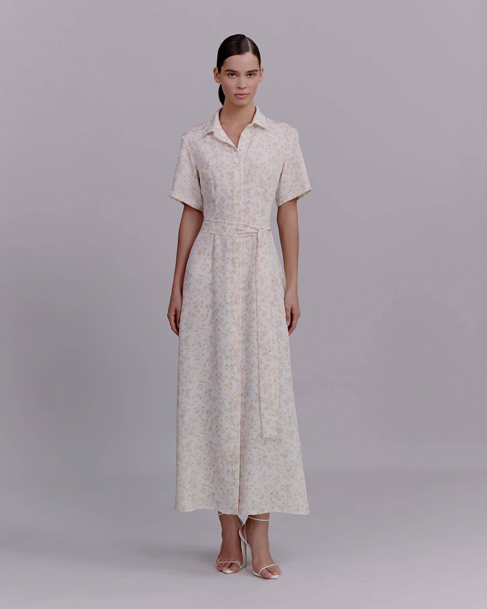 Floral print shirt dress