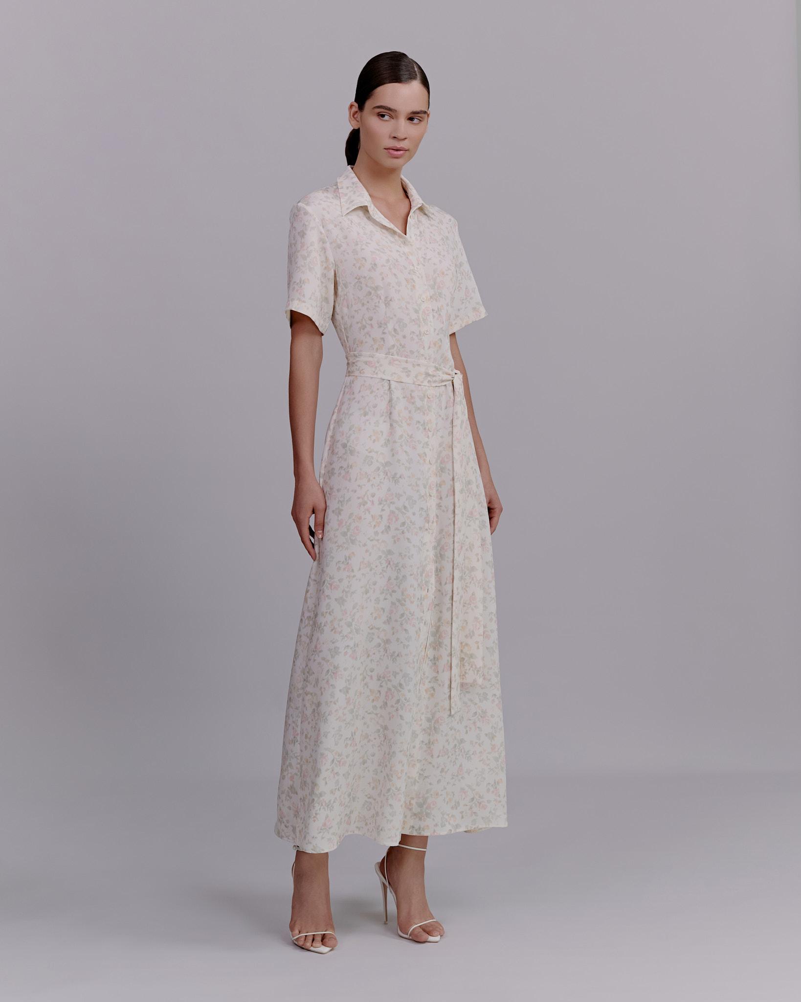 Floral print shirt dress