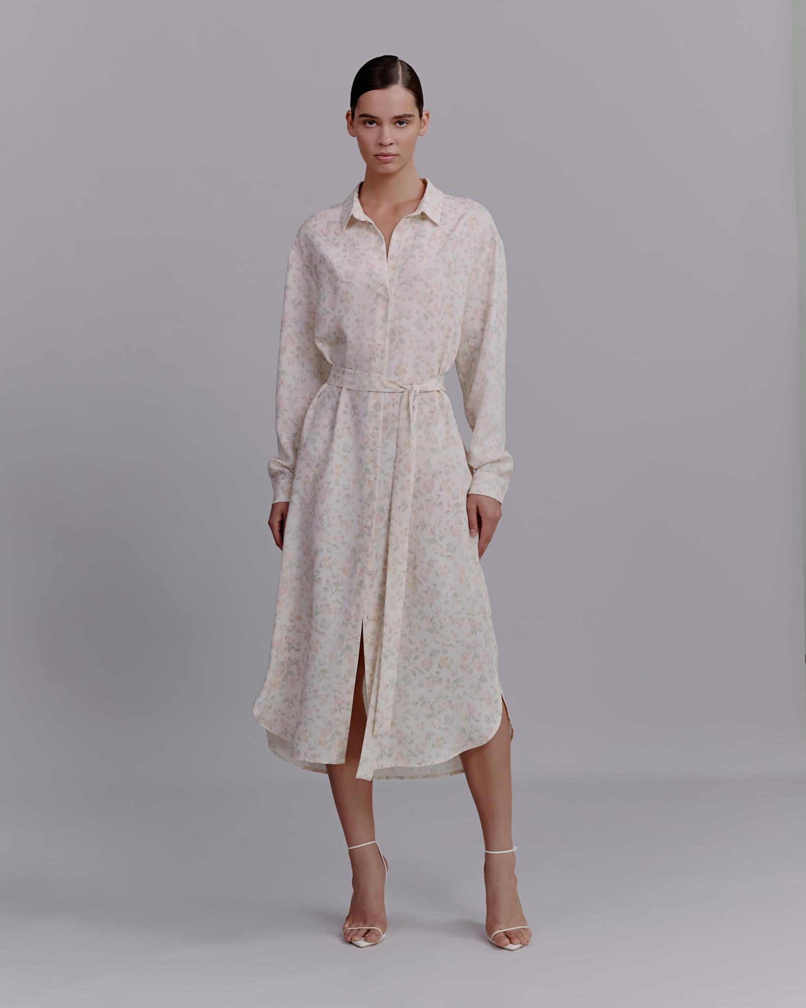 Floral print shirt dress