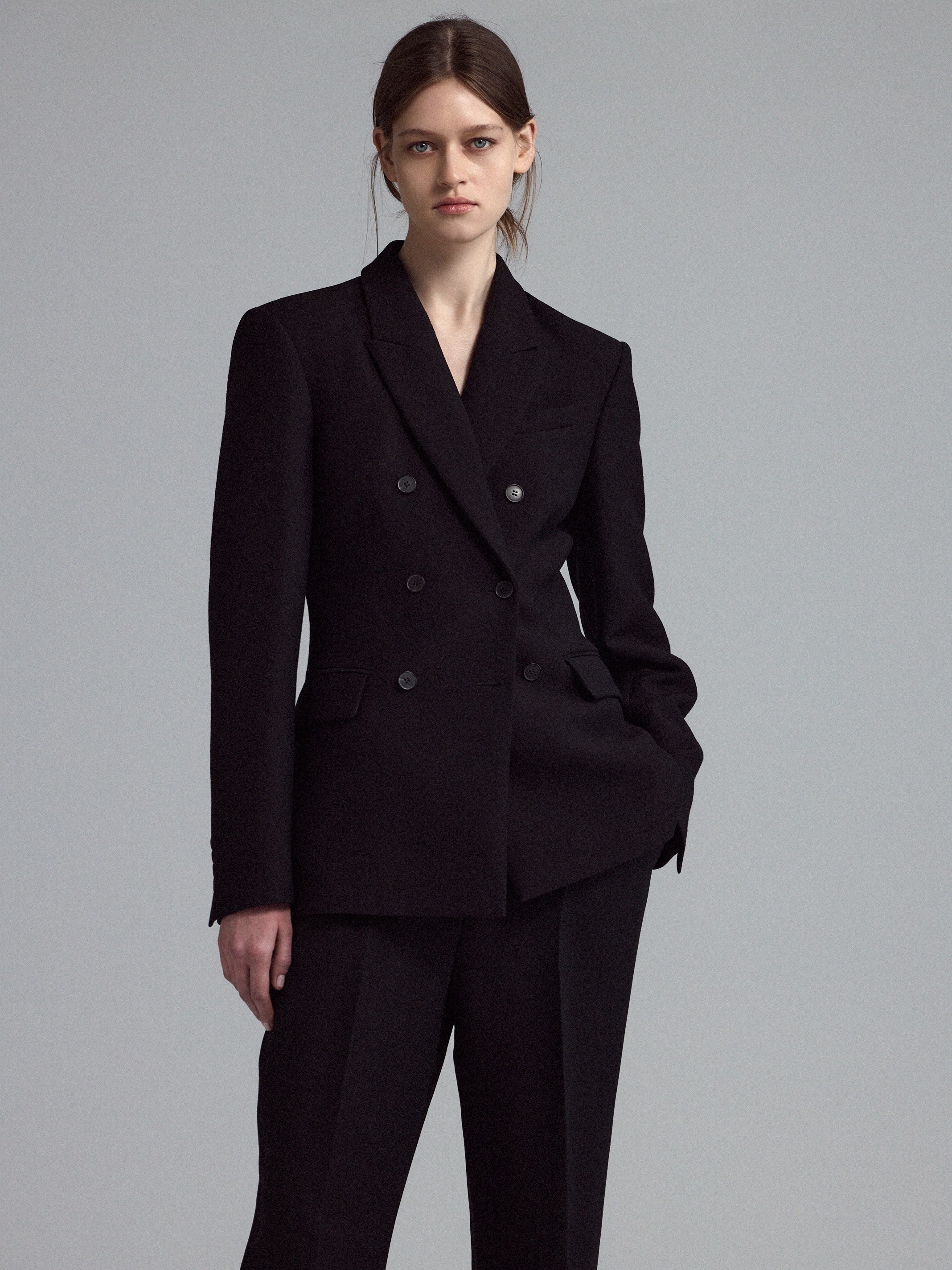 Двубортный пиджак из шерсти 