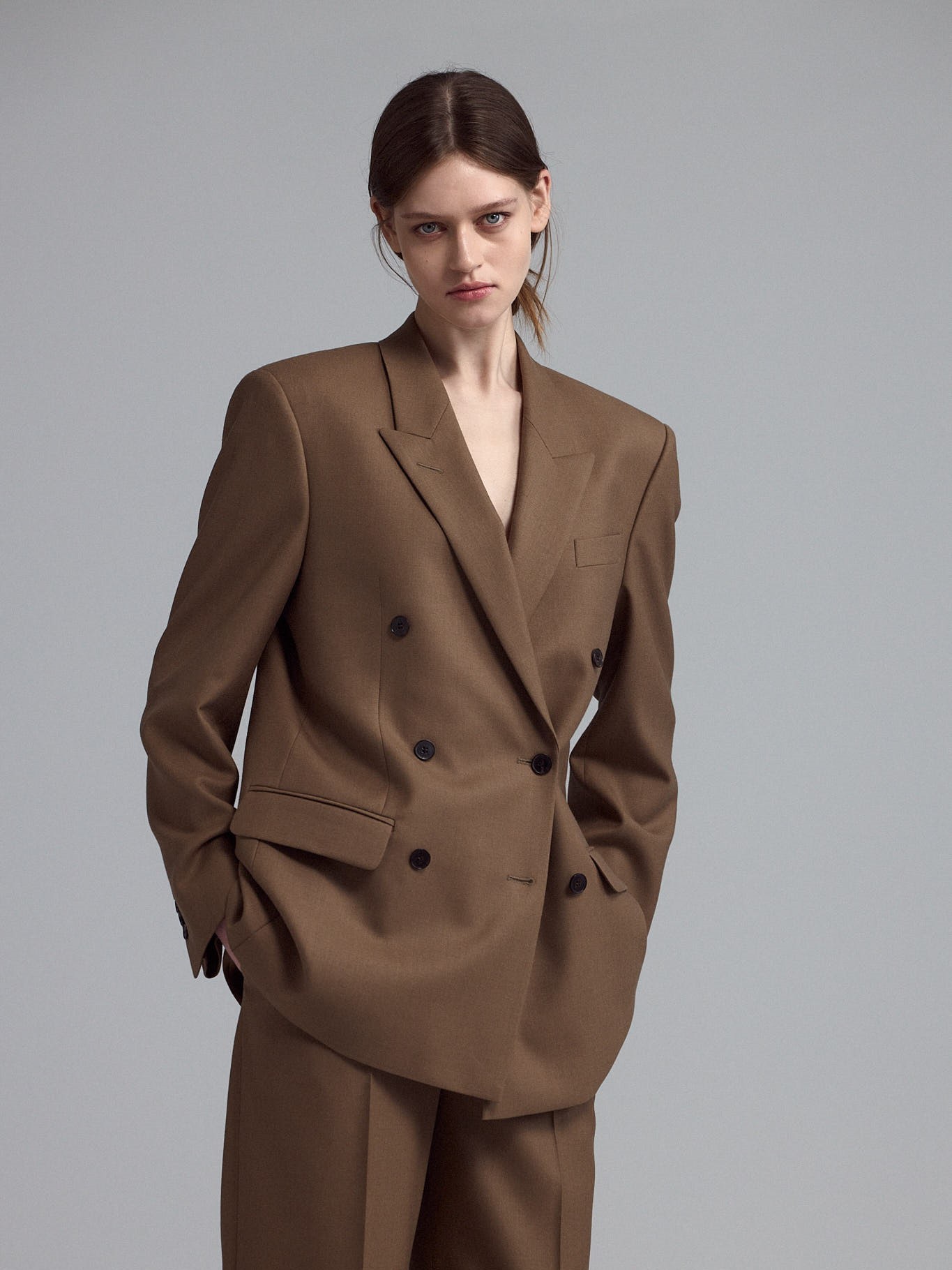 Двубортный пиджак из шерсти 