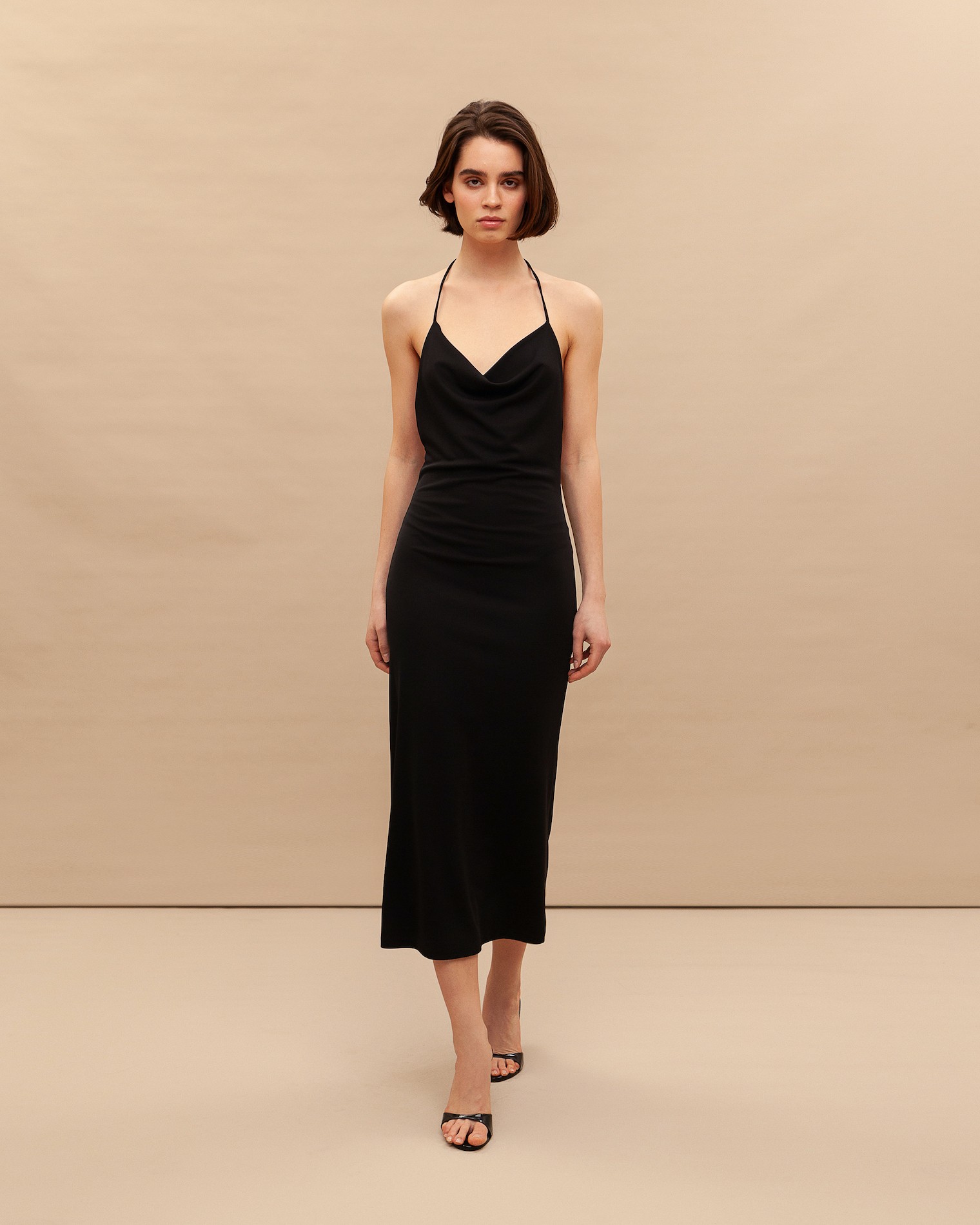 Jersey halter midi dress