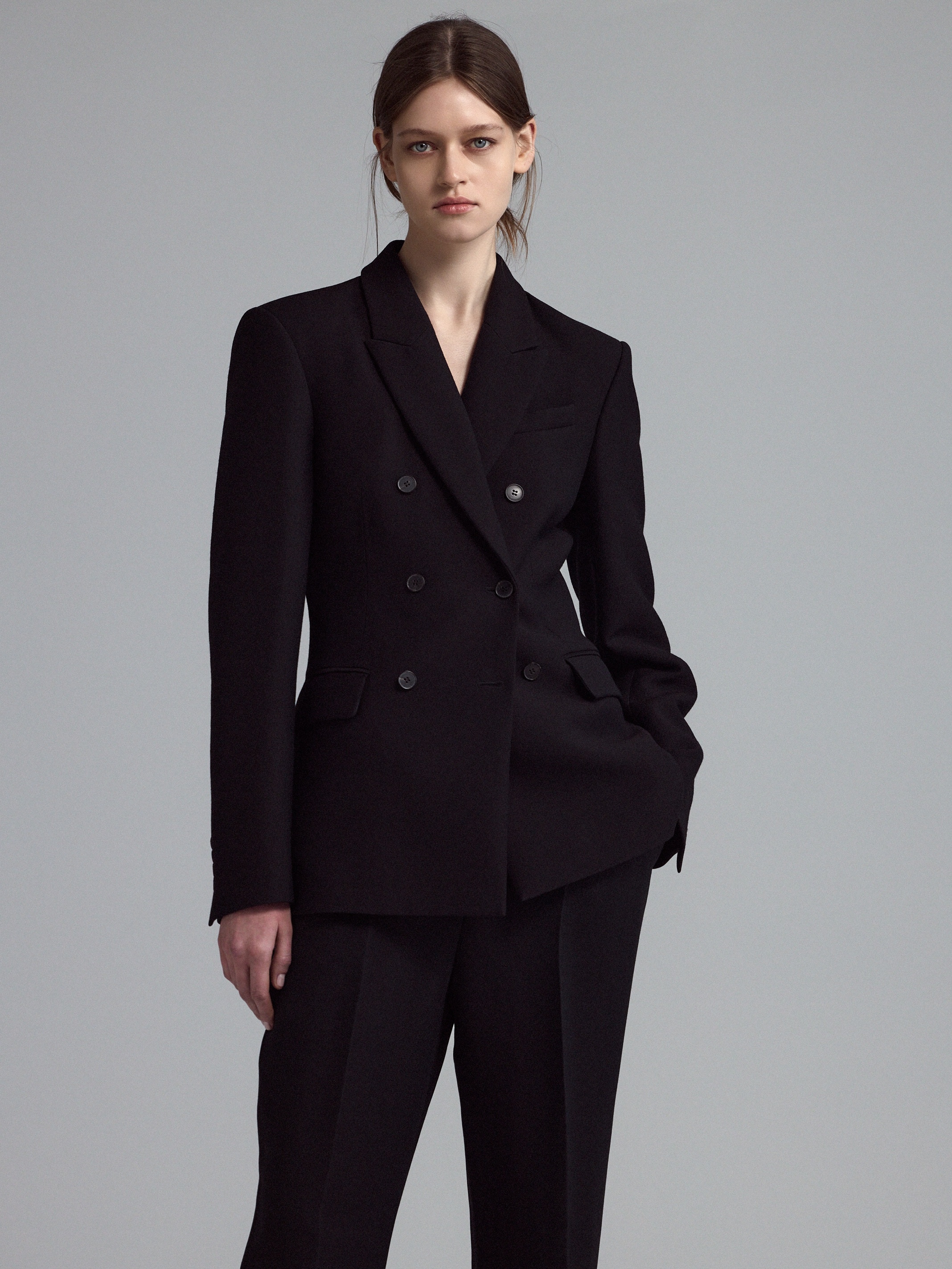 Двубортный пиджак из шерсти 