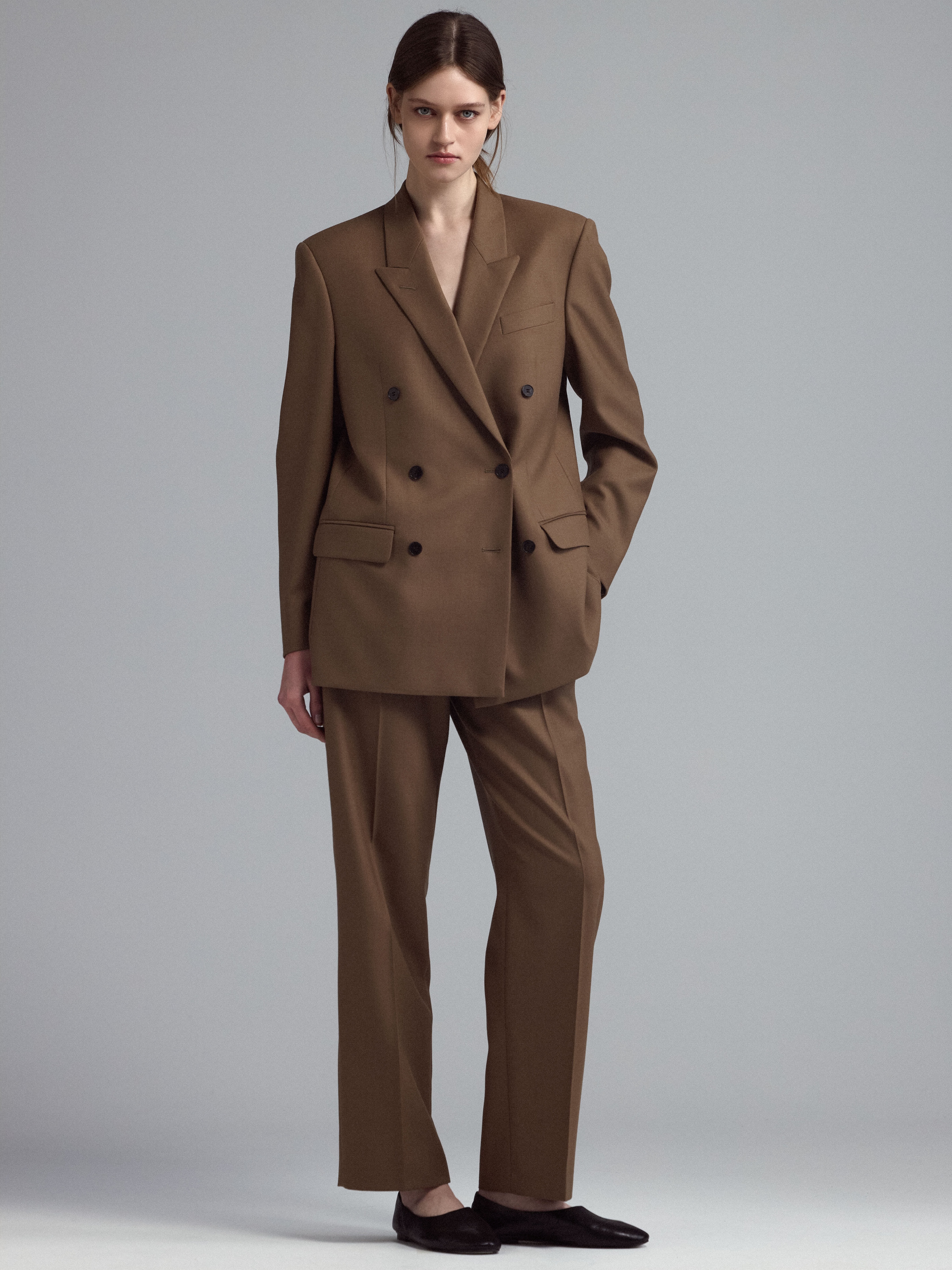 Двубортный пиджак из шерсти 