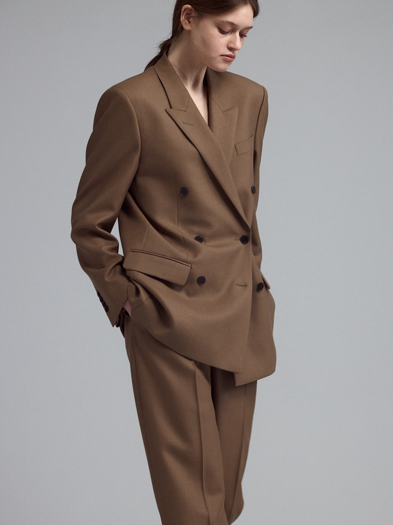 Двубортный пиджак из шерсти 