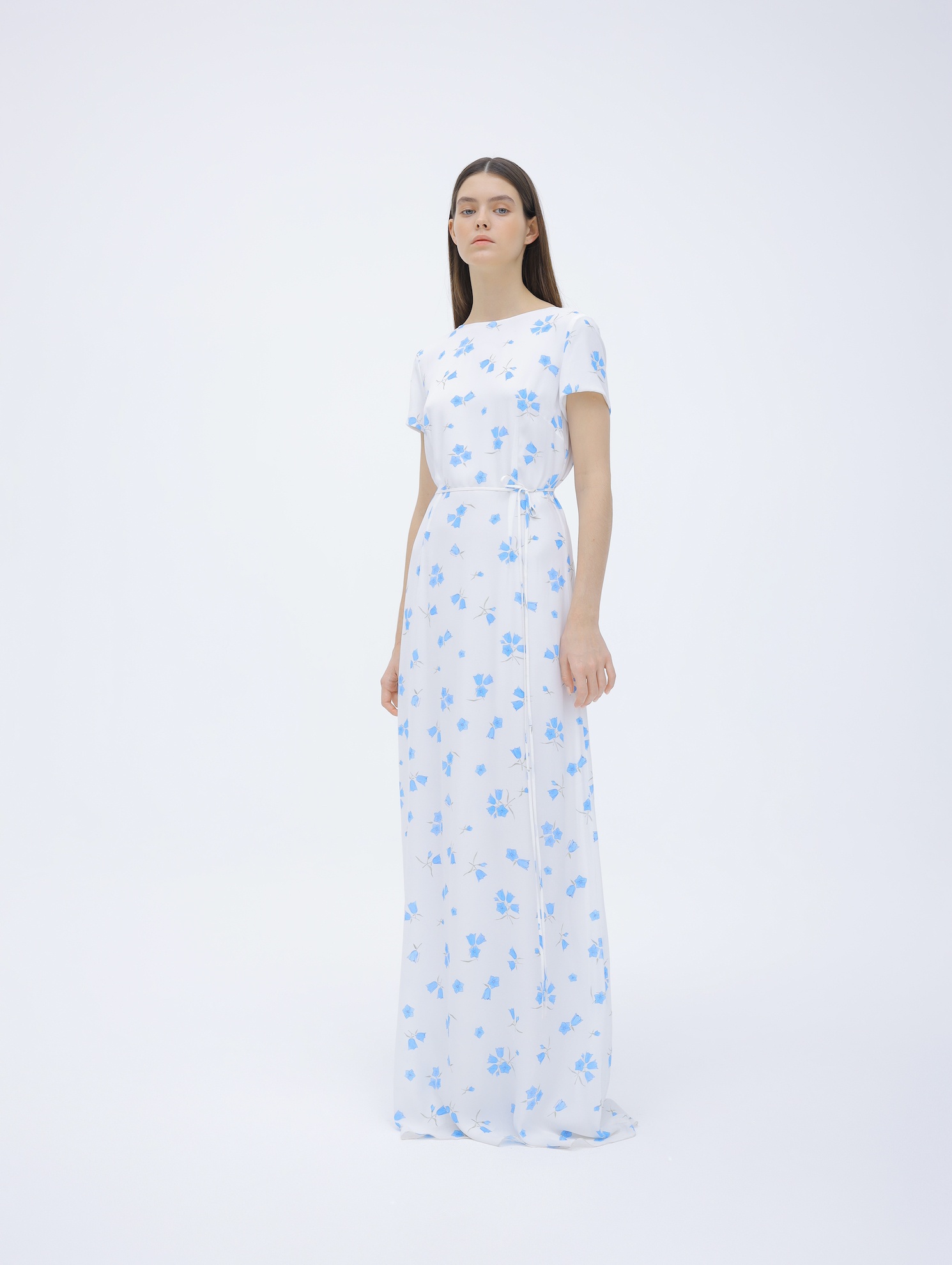 Floral-print train dress