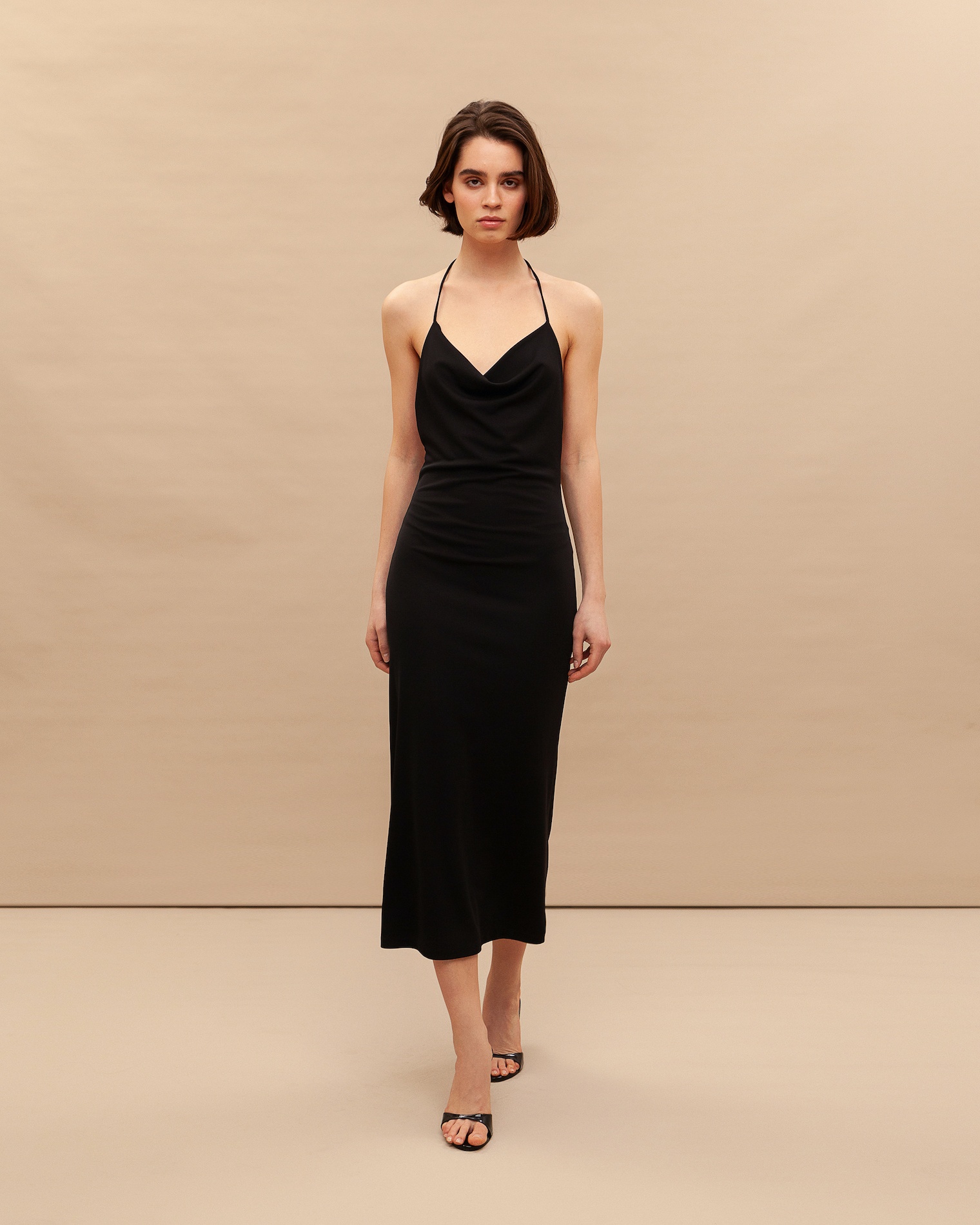 Jersey halter midi dress