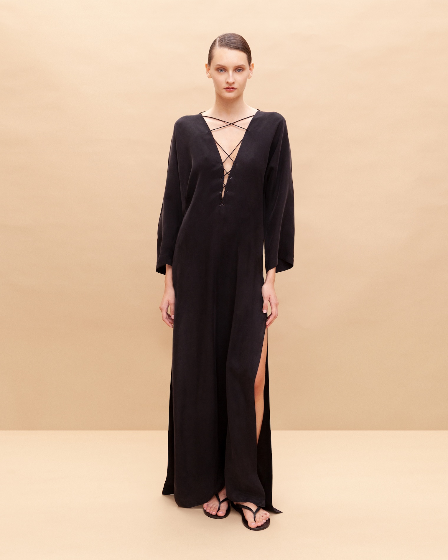Lace-up maxi dress