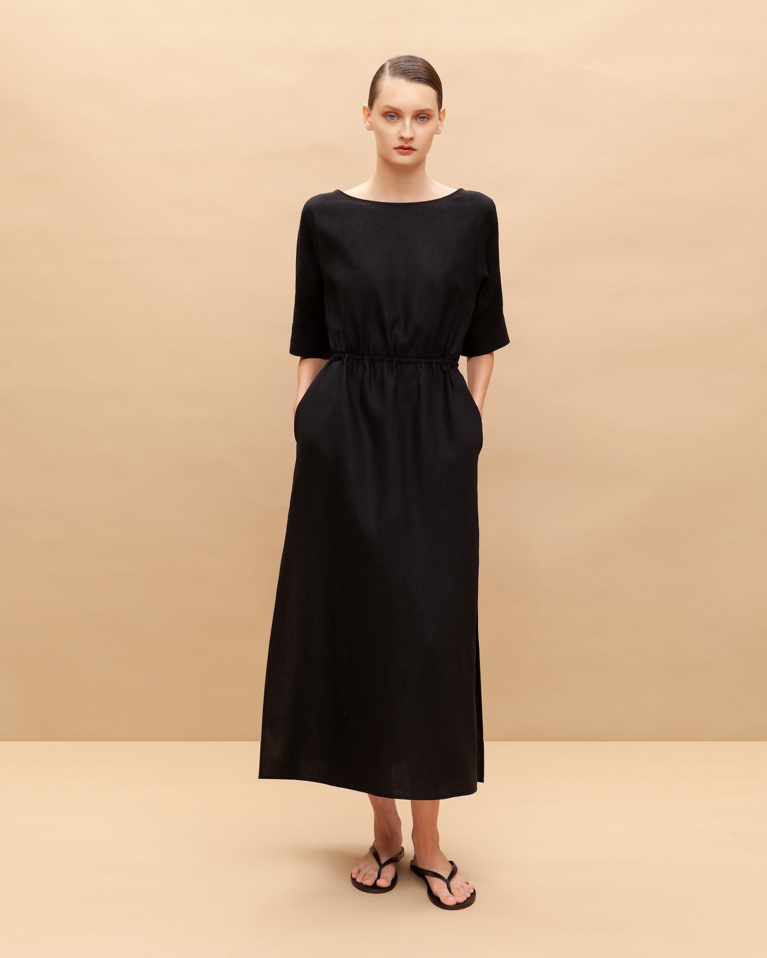 Open back linen dress