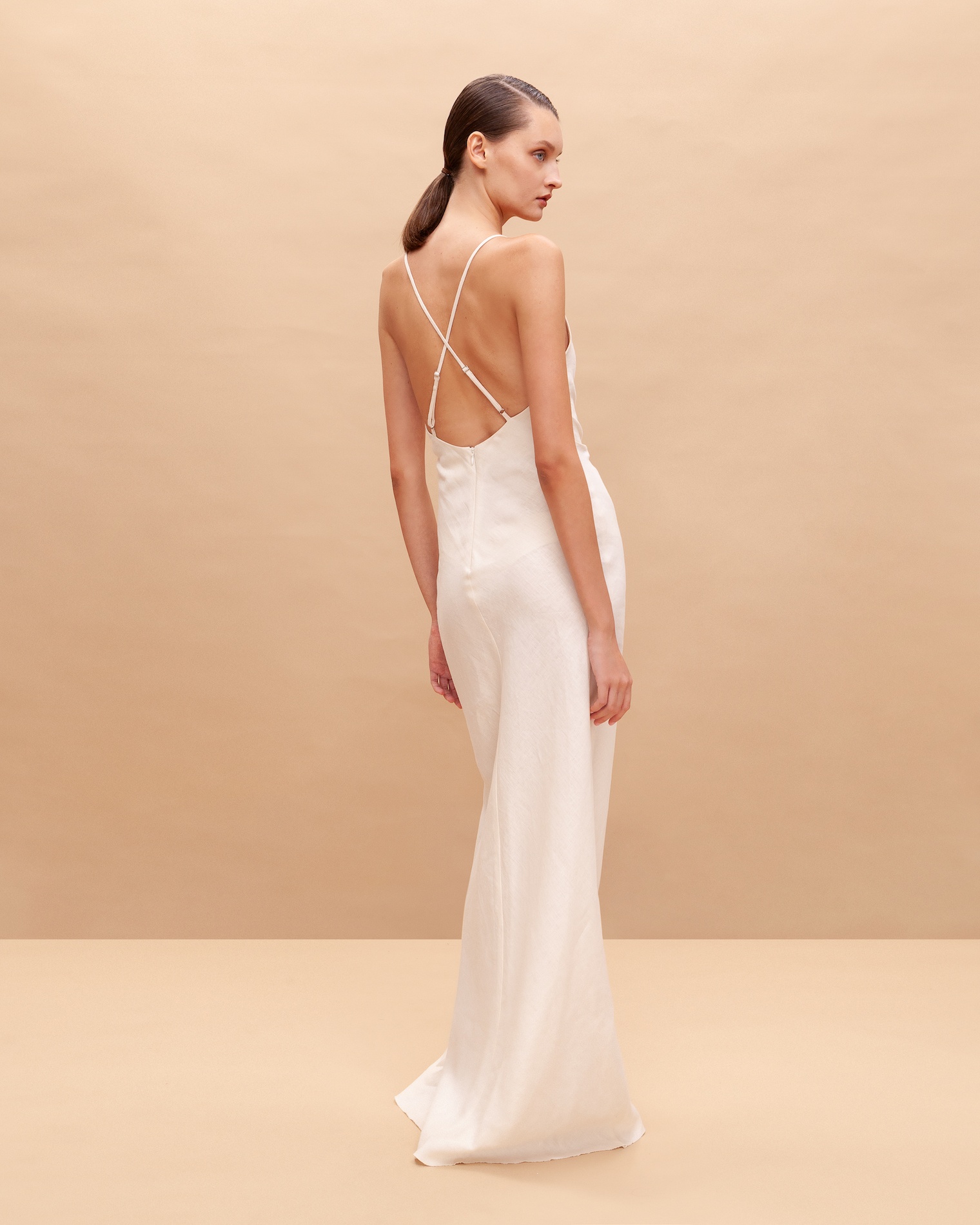 Open back linen dress