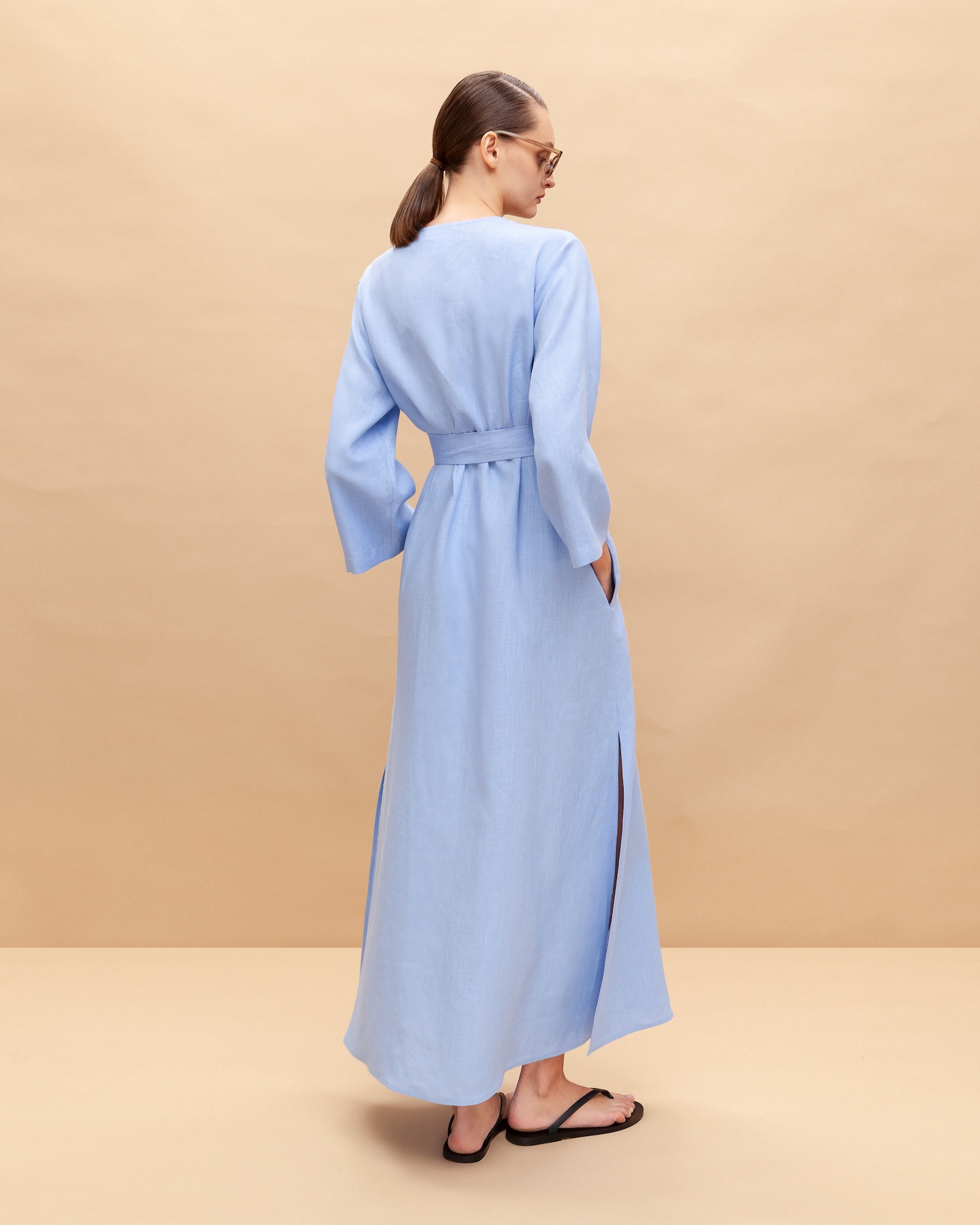 Linen dress with belt