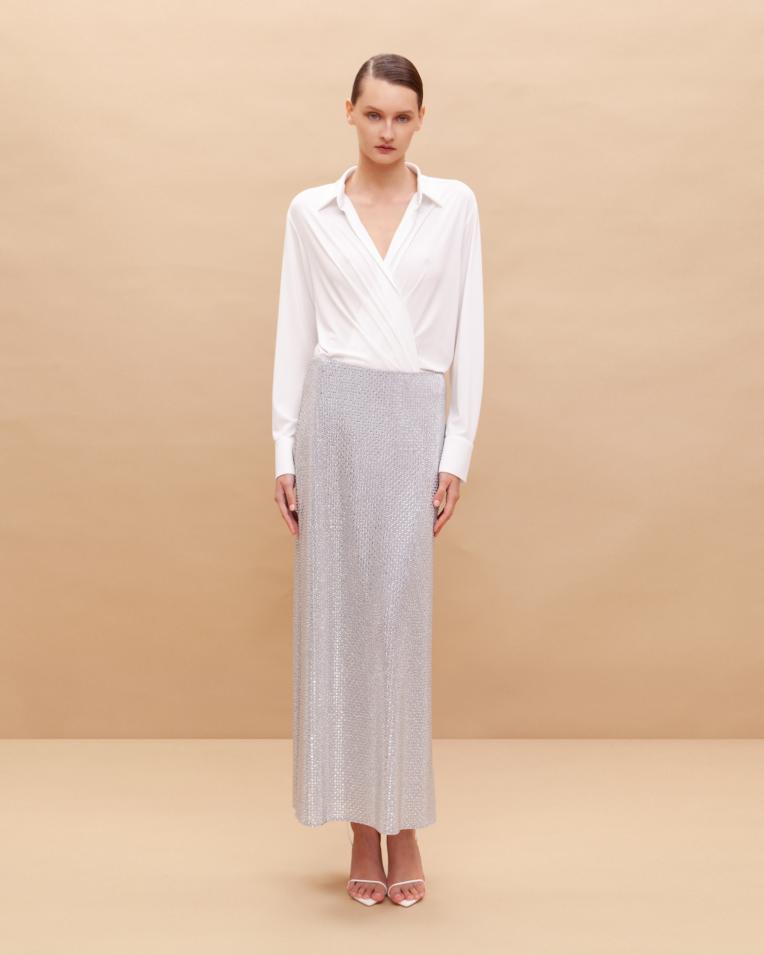 Crystal-embellished maxi skirt