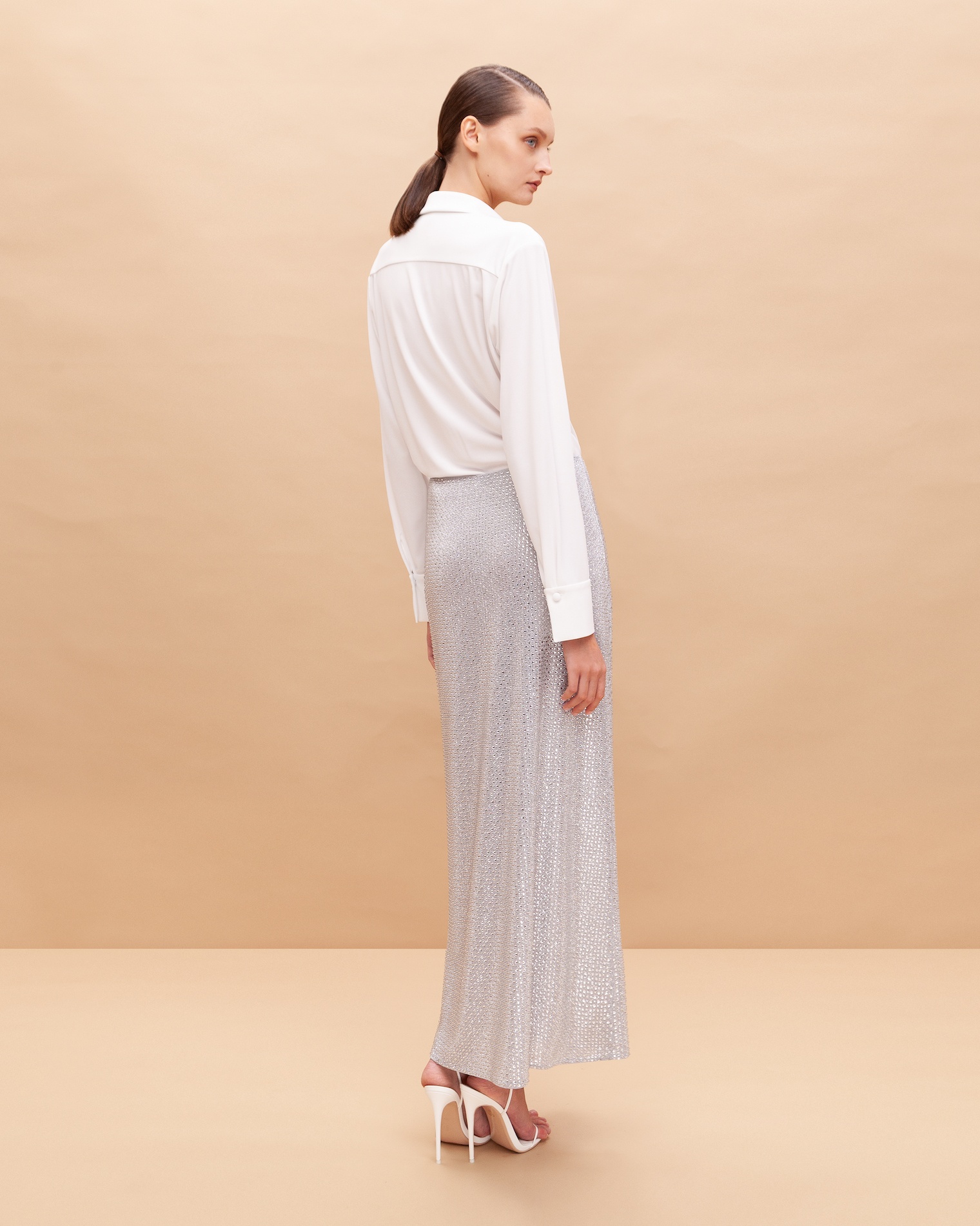 Crystal-embellished maxi skirt