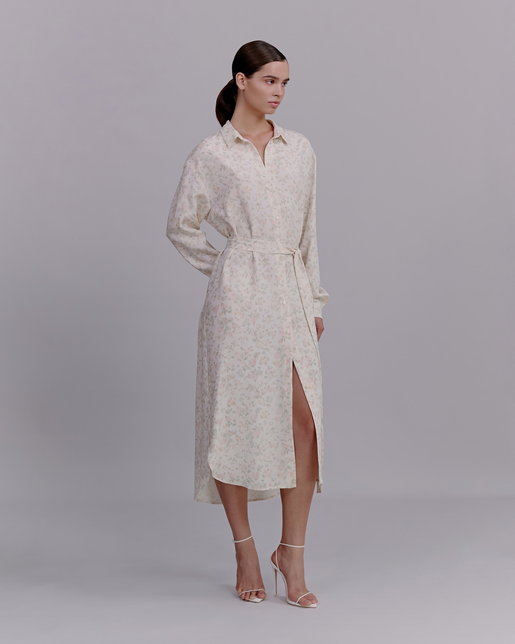 Floral print shirt dress