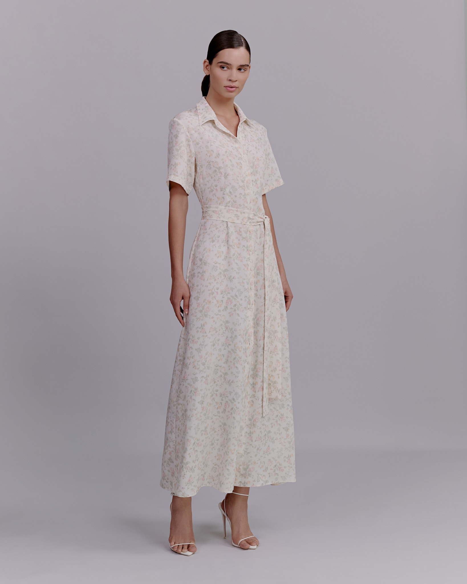 Floral print shirt dress