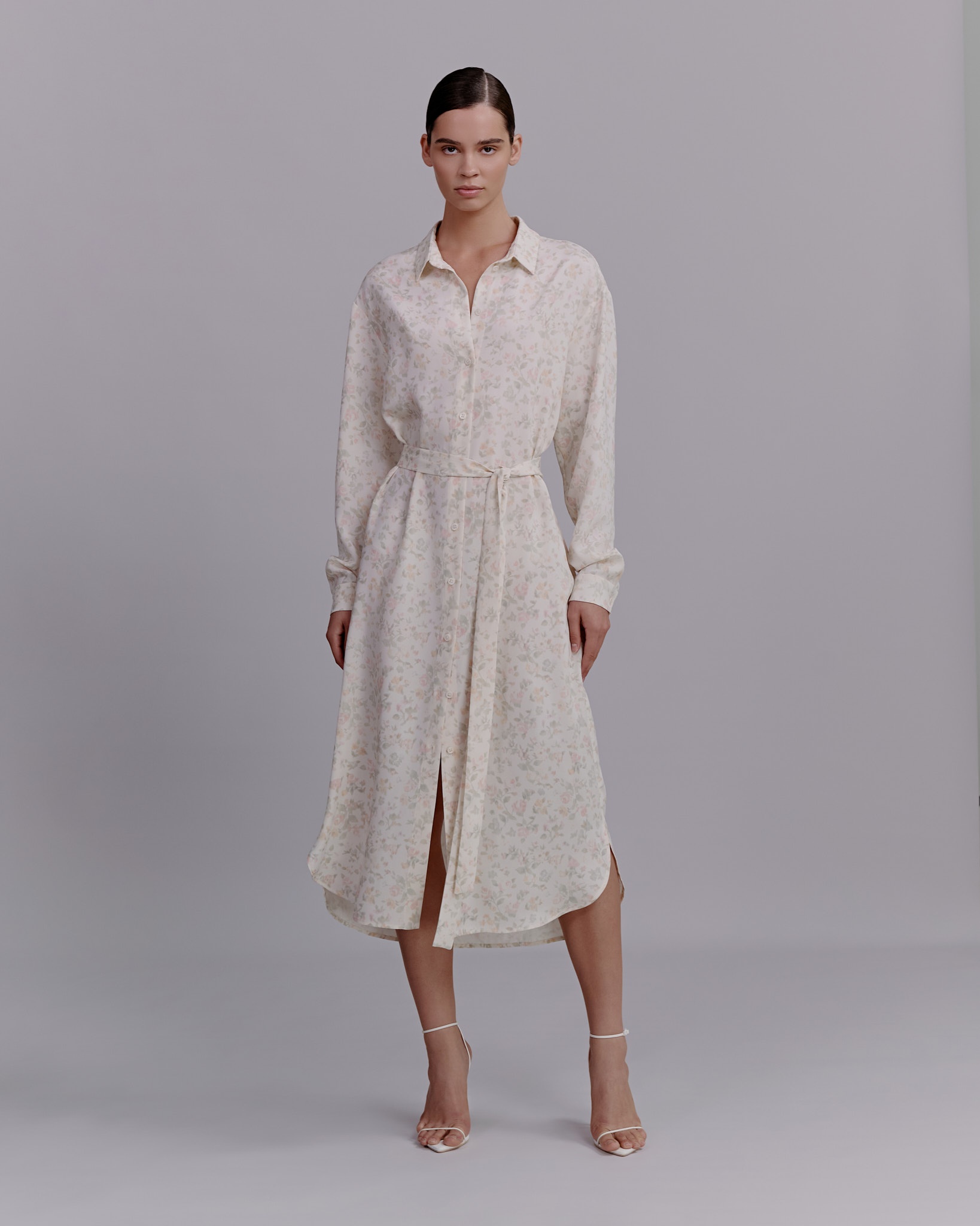 Floral print shirt dress