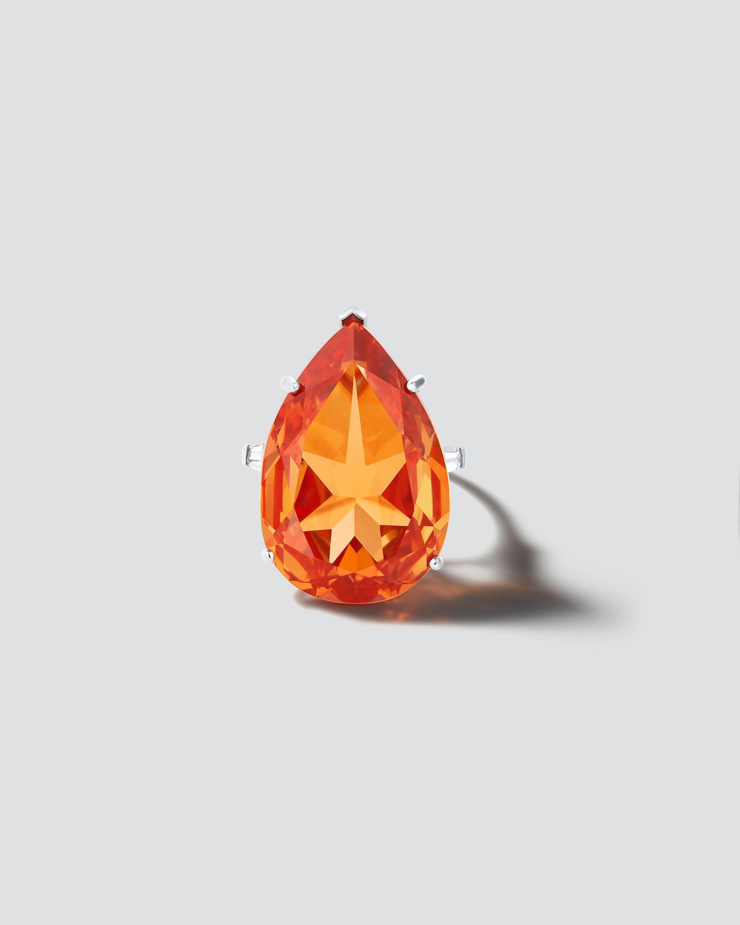 Pear-shaped cut ring